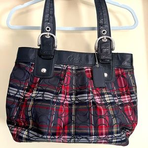Coach Poppy tartan tote bag